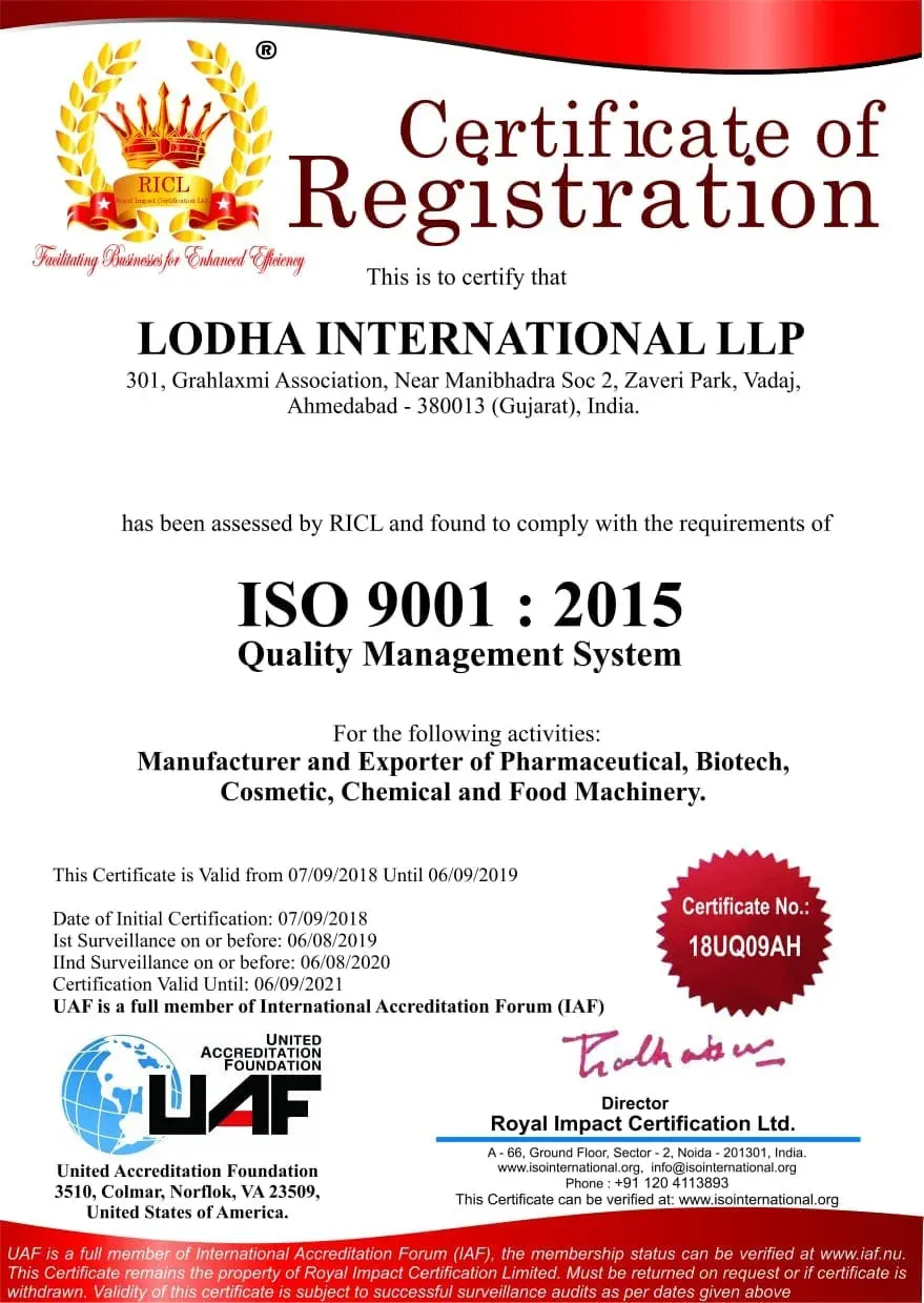 WHO-GMP Compliance Certificate - Lodha International LLP